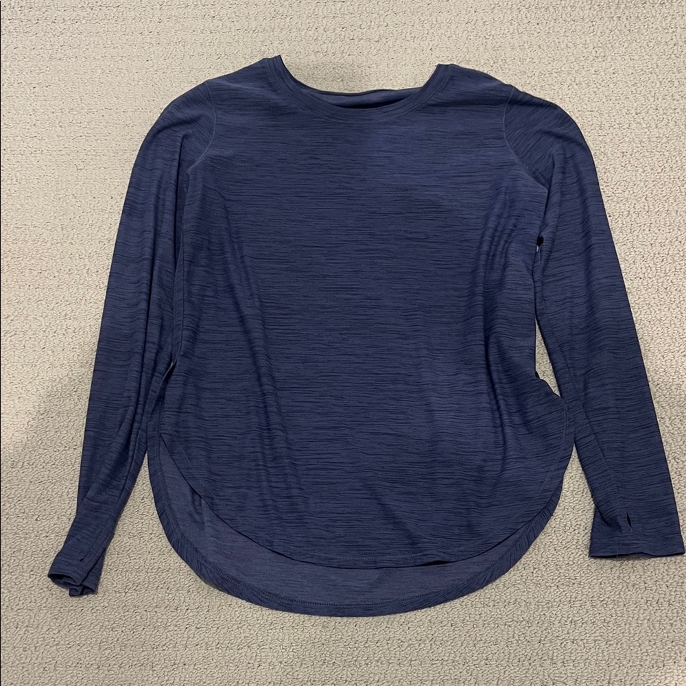 Girls Long Sleeve Navy Athletic Top